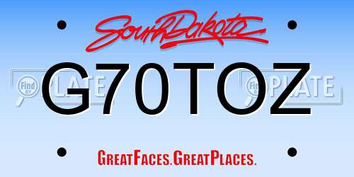 G70TOZ South Dakota License Plate