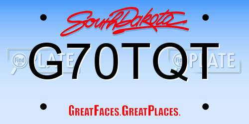 G70TQT South Dakota License Plate