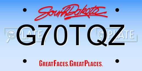 G70TQZ South Dakota License Plate