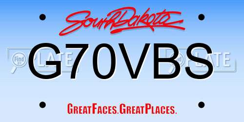 G70VBS South Dakota License Plate
