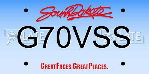 G70VSS South Dakota License Plate