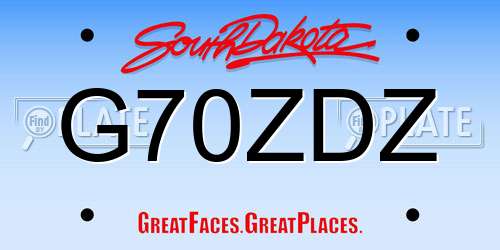 G70ZDZ South Dakota License Plate