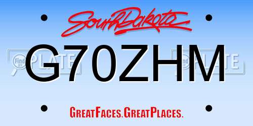 G70ZHM South Dakota License Plate