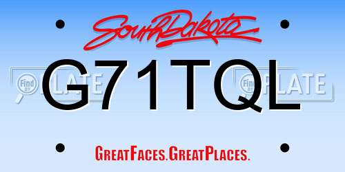 G71TQL South Dakota License Plate