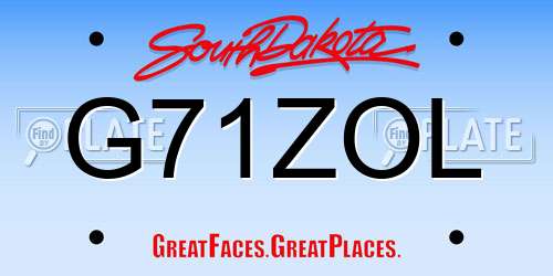 G71ZOL South Dakota License Plate