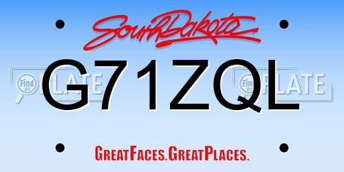 G71ZQL South Dakota License Plate