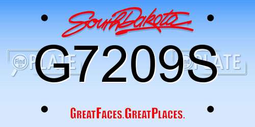G7209S South Dakota License Plate