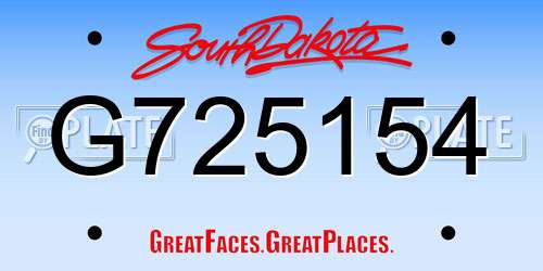 G725154 South Dakota License Plate