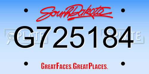 G725184 South Dakota License Plate