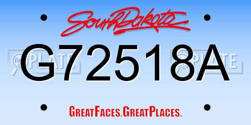 G72518A South Dakota License Plate