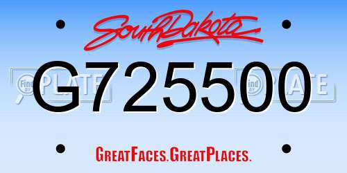 G725500 South Dakota License Plate