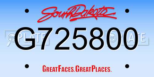 G725800 South Dakota License Plate