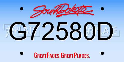 G72580D South Dakota License Plate