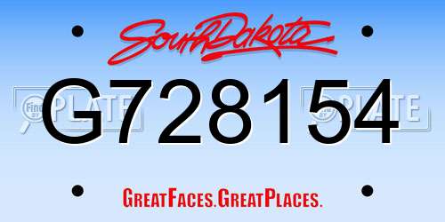 G728154 South Dakota License Plate