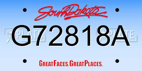 G72818A South Dakota License Plate
