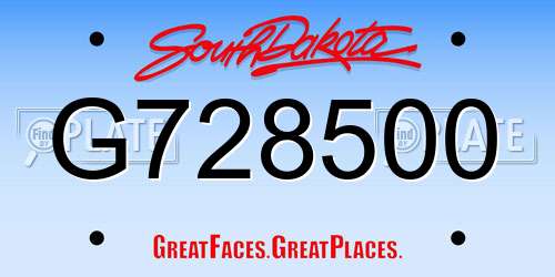 G728500 South Dakota License Plate