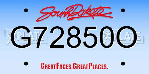 G72850O South Dakota License Plate