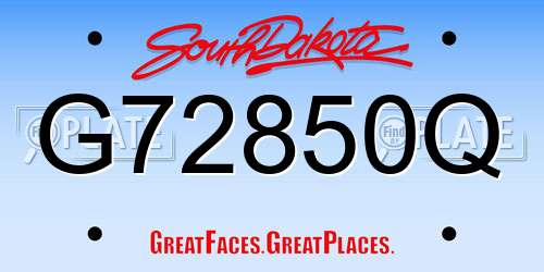 G72850Q South Dakota License Plate