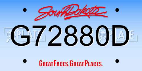 G72880D South Dakota License Plate