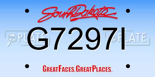 G7297I South Dakota License Plate