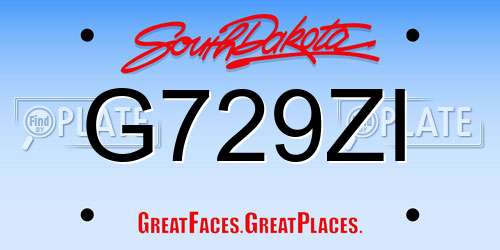 G729ZI South Dakota License Plate