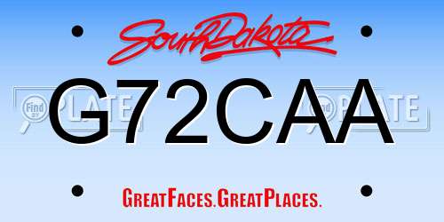 G72CAA South Dakota License Plate