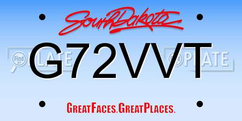 G72VVT South Dakota License Plate