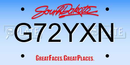 G72YXN South Dakota License Plate