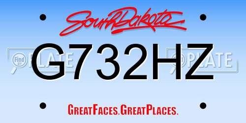G732HZ South Dakota License Plate