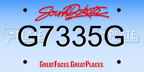 G7335G South Dakota License Plate