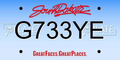 G733YE South Dakota License Plate