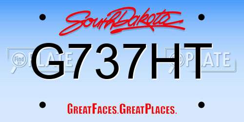 G737HT South Dakota License Plate