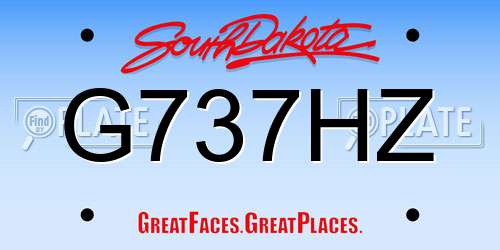 G737HZ South Dakota License Plate