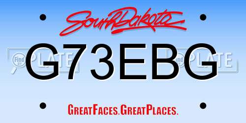 G73EBG South Dakota License Plate