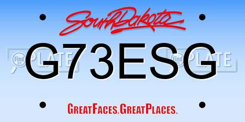 G73ESG South Dakota License Plate