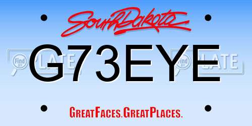 G73EYE South Dakota License Plate