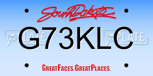 G73KLC South Dakota License Plate