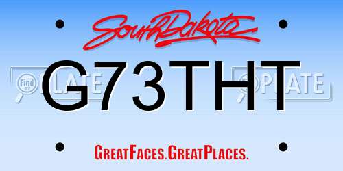 G73THT South Dakota License Plate