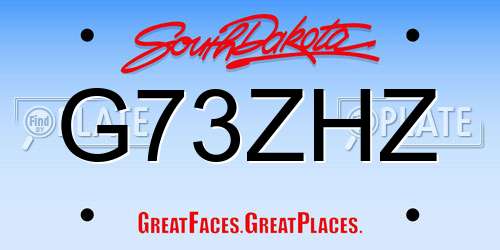 G73ZHZ South Dakota License Plate