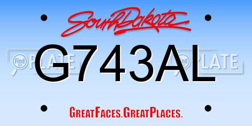 G743AL South Dakota License Plate
