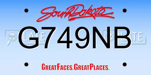 G749NB South Dakota License Plate