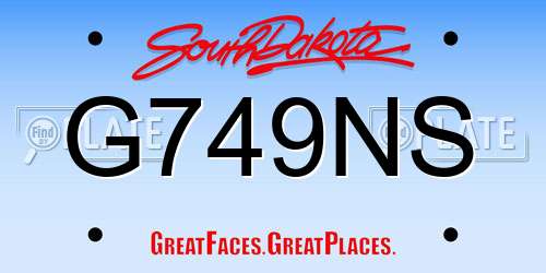 G749NS South Dakota License Plate