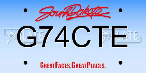 G74CTE South Dakota License Plate