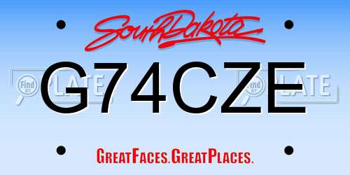 G74CZE South Dakota License Plate