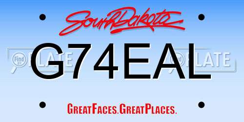 G74EAL South Dakota License Plate
