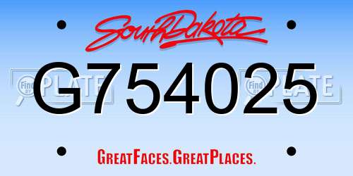 G754025 South Dakota License Plate