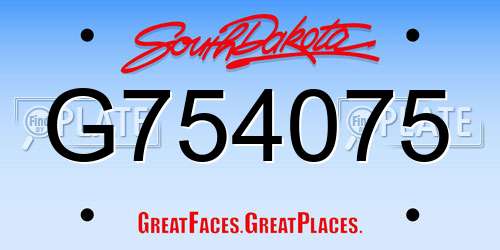 G754075 South Dakota License Plate
