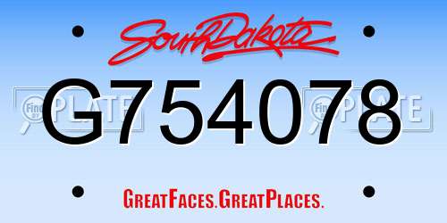 G754078 South Dakota License Plate