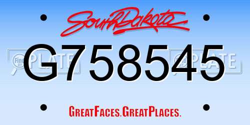 G758545 South Dakota License Plate