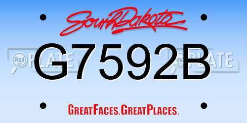 G7592B South Dakota License Plate